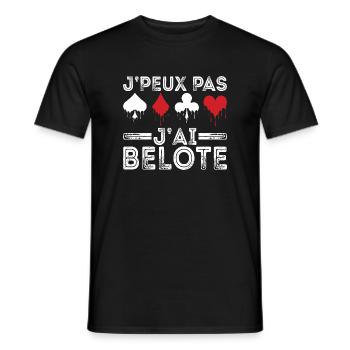 Je Peux Pas J'ai Belote Humour Cadeau Belote - T-shirt homme - noir - Devant - AI Model Male 178 light (178cm)