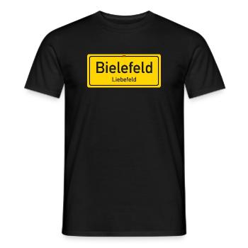 Bielefeld plaatsnaambord - Heren T-shirt - zwart - Voor - AI Model Male 178 light (178cm)
