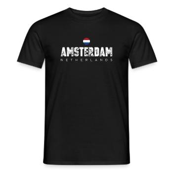 Amsterdam Bold Distressed Typography - Men's T-Shirt - black - Front - AI Model Male 178 light (178cm)