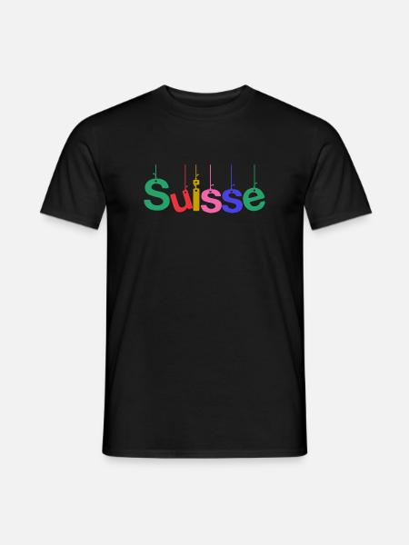 SUISSE. PAYS. GENEVE. HUMOUR. DRAPEAU - T-shirt homme - noir