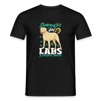 Labrador Owner Lab Paw Happy St Patrick's Day - Men's T-Shirt - black - Front - AI Model Male 178 light (178cm)