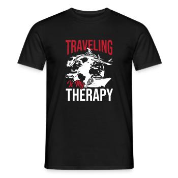 Voyager est ma thérapie - T-shirt homme - noir - Devant - AI Model Male 178 light (178cm)