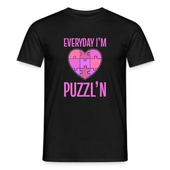 Chaque jour, je suis mystérieux. Puzzles de tous les jours - T-shirt homme - noir - Devant - AI Model Male 178 light (178cm)