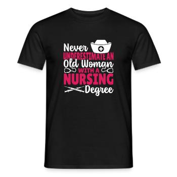 Never underestimate an old woman with a - Men's T-Shirt - black - Front - AI Model Male 178 light (178cm)