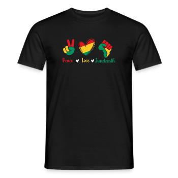 Peace Love Juneteenth – Black Pride Roots - Men's T-Shirt - black - Front - AI Model Male 178 light (178cm)