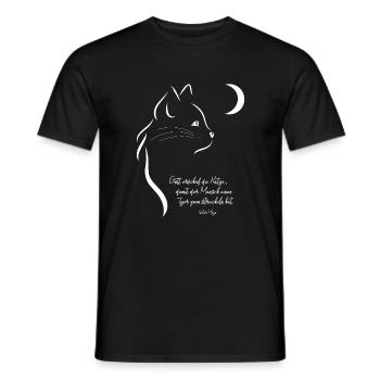 Katze weiss Mond Zeichnung lustiger Spruch - Männer T-Shirt - Schwarz - Vorne - AI Model Male 178 light (178cm)