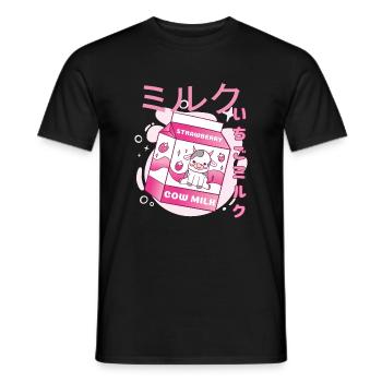 Kawaii Erdbeer Kuh Milch Strawberry Vaporwave - Männer T-Shirt - Schwarz - Vorne - AI Model Male 178 light (178cm)