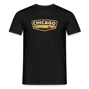 Chicago Skyline Retro Badge - Men's T-Shirt - black - Front - AI Model Male 178 light (178cm)