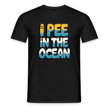 Cheeky I Pee in the Ocean Wave Typography - Men's T-Shirt - black - Front - AI Model Male 178 light (178cm)