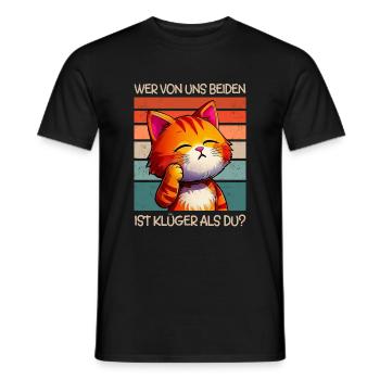 Katze klüger als du Spruch Lustig Sarkasmus - Männer T-Shirt - Schwarz - Vorne - AI Model Male 178 light (178cm)