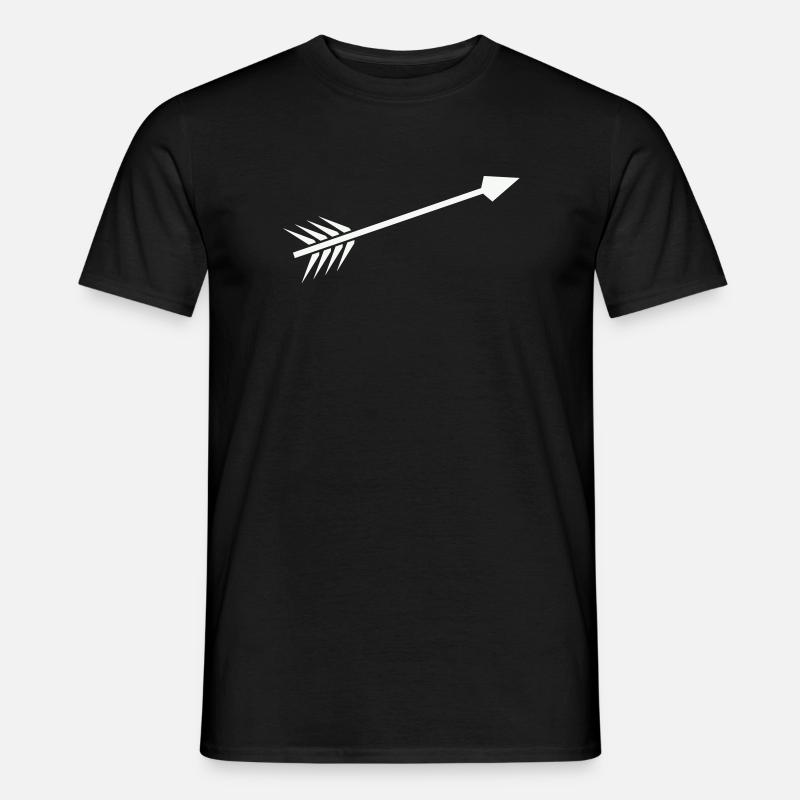 Weißer Pfeil mit Feder - Männer T-Shirt - Schwarz