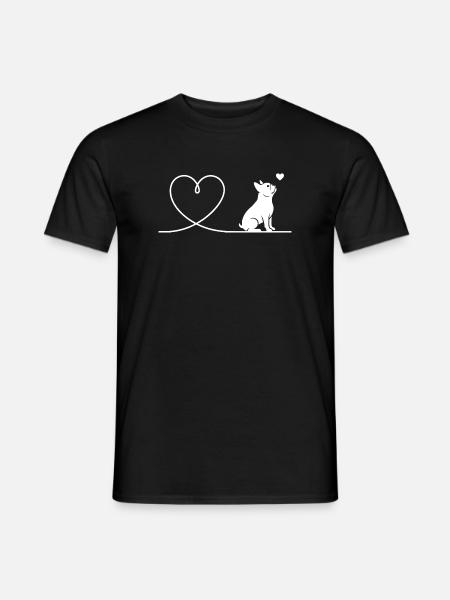 Frenchie Bulldogge Herz Minimalistisch - Männer T-Shirt - Schwarz