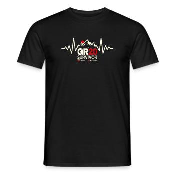 GR20 Überlebenden-Trek Korsika - Männer T-Shirt - Schwarz - Vorne - AI Model Male 178 light (178cm)