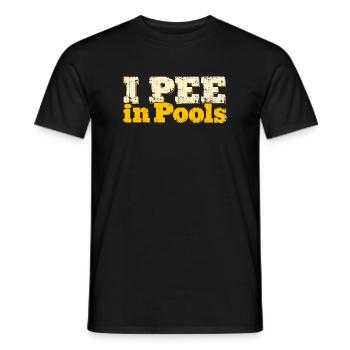 I PEE in Pools – Gelbe Distressed Schrift - Männer T-Shirt - Schwarz - Vorne - AI Model Male 178 light (178cm)