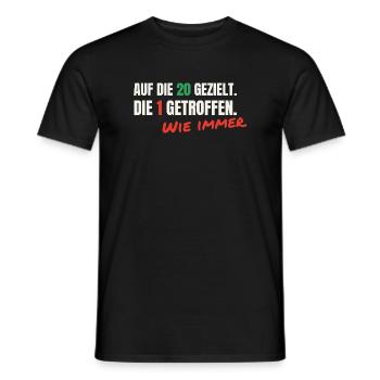 Dart Spruch: Auf die 20 gezielt, 1 getroffen - Männer T-Shirt - Schwarz - Vorne - AI Model Male 178 light (178cm)