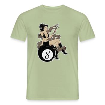 Pin-up fille - T-shirt homme - vert sauge - Devant - AI Model Male 178 light (178cm)