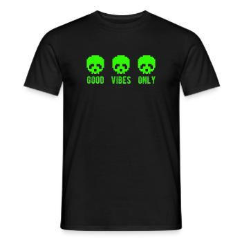 Positive Neon Skull Vibes: Streetwear Rave Skull - Men's T-Shirt - black - Front - AI Model Male 178 light (178cm)