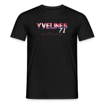 Neon Skyline Sunset Yvelines 78 - Men's T-Shirt - black - Front - AI Model Male 178 light (178cm)