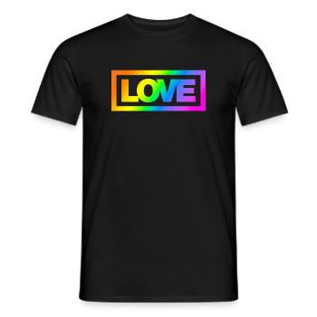 Typo LOVE Kontur Rainbow - Männer T-Shirt - Schwarz - Vorne - AI Model Male 178 light (178cm)