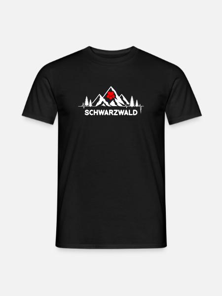 Schwarzwald mit Herzschlag und Herz Hut Berge - Männer T-Shirt - Schwarz