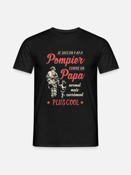 papa pompier plus cool - T-shirt homme - noir