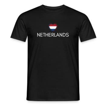 Heart with Netherlands flag - Men's T-Shirt - black - Front - AI Model Male 178 light (178cm)