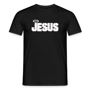 Jesus lettering with halo - Men's T-Shirt - black - Front - AI Model Male 178 light (178cm)