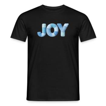 Blue Patchwork Joy Lettering - Men's T-Shirt - black - Front - AI Model Male 178 light (178cm)