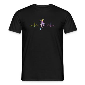 Boulderer heartbeat Bouldering Bouldering - Men's T-Shirt - black - Front - AI Model Male 178 light (178cm)