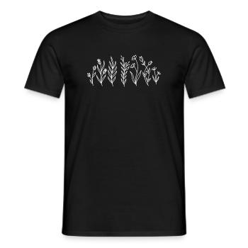 Wildblumen Botanical Line Art Blumenwiese - Männer T-Shirt - Schwarz - Vorne - AI Model Male 178 light (178cm)