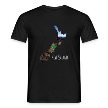 carte Nouvelle-Zélande avec motif Tongariro - T-shirt homme - noir - Devant - AI Model Male 178 light (178cm)