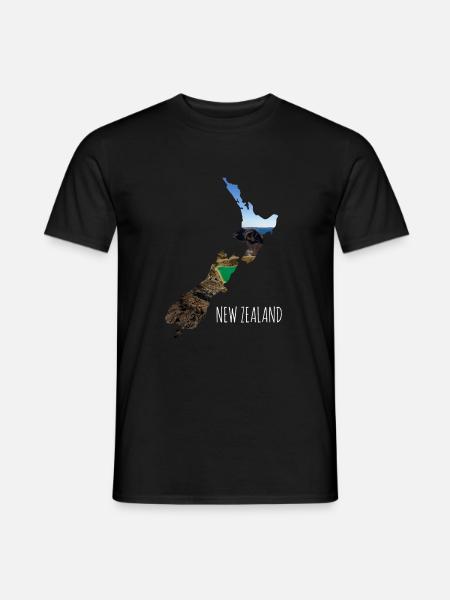 Neuseeland Karte mit Tongariro Motiv - Männer T-Shirt - Schwarz