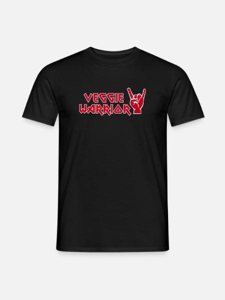 Veggie Warrior vegan metal rock hand cool saying - Men's T-Shirt - black