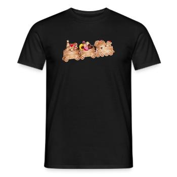 magique chemin de fer en pain d’épices 3D pour Noël - T-shirt homme - noir - Devant - AI Model Male 178 light (178cm)