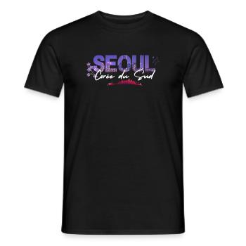 Seoul Skyline Floral Night - Men's T-Shirt - black - Front - AI Model Male 178 light (178cm)