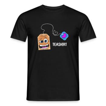 Tea shirt Cartoon Character with saying - Men's T-Shirt - black - Front - AI Model Male 178 light (178cm)