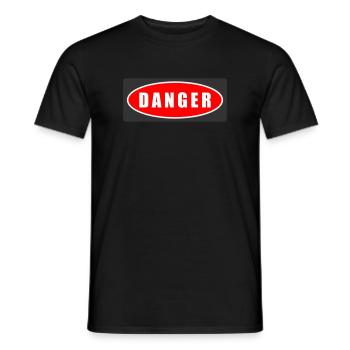 Danger Warning Oval Graphic Tee - Männer T-Shirt - Schwarz - Vorne - AI Model Male 178 light (178cm)