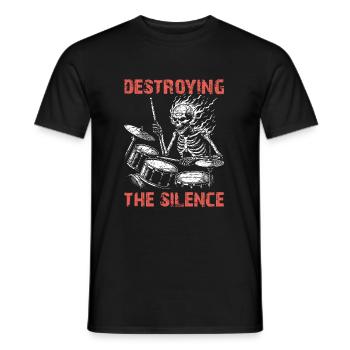Drummer Skull skeleton on the drum set - Men's T-Shirt - black - Front - AI Model Male 178 light (178cm)