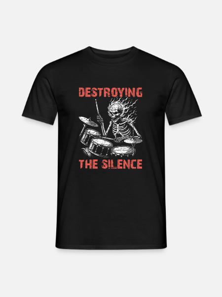 Squelette de crâne de batteur sur la batterie - T-shirt homme - noir