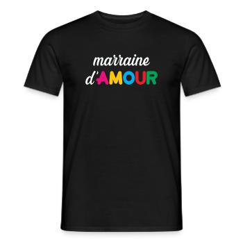 Marraine d'Amour - Famille - Baptême - T-shirt homme - noir - Devant - AI Model Male 178 light (178cm)