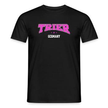 Trier Pink Retro Stadtmotiv Germany - Männer T-Shirt - Schwarz - Vorne - AI Model Male 178 light (178cm)