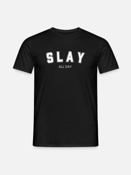 SLAY ALL DAY (white) Trikot Design - Männer T-Shirt - Schwarz