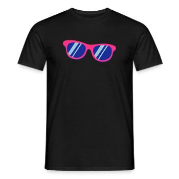 Pink Blaue Sonnenbrille Pop Art Retro - Männer T-Shirt - Schwarz - Vorne - AI Model Male 178 light (178cm)