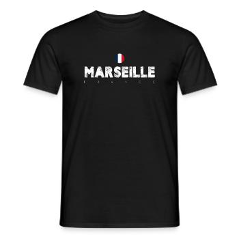Marseille Frankreich Vintage Distressed Typografie - Männer T-Shirt - Schwarz - Vorne - AI Model Male 178 light (178cm)