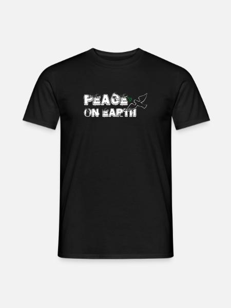 Peace on Earth | with Bird - Männer T-Shirt - Schwarz