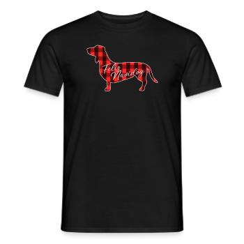Dackel Feliz Navidad Geschenk Weihnachten Karos - Männer T-Shirt - Schwarz - Vorne - AI Model Male 178 light (178cm)