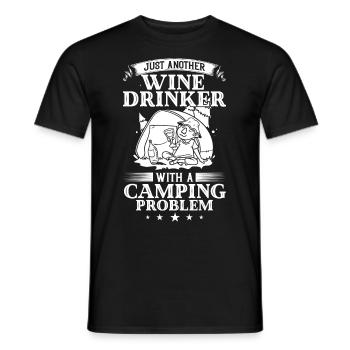 Camping Wine Drinker Beginner Camper Hiking - Men's T-Shirt - black - Front - AI Model Male 178 light (178cm)