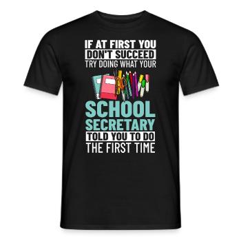 Secrétaire d’école Secrétariat de l’école Bureau du personnel - T-shirt homme - noir - Devant - AI Model Male 178 light (178cm)