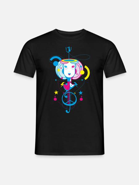 melody musical t-shert girl note - Men's T-Shirt - black