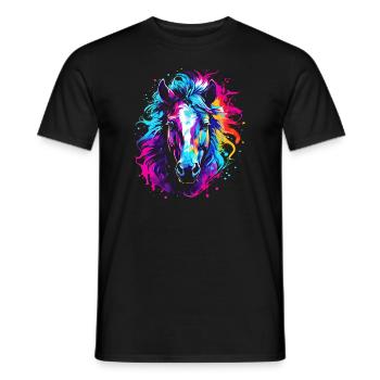 Abstract and Colorful Horse Head - Men's T-Shirt - black - Front - AI Model Male 178 light (178cm)
